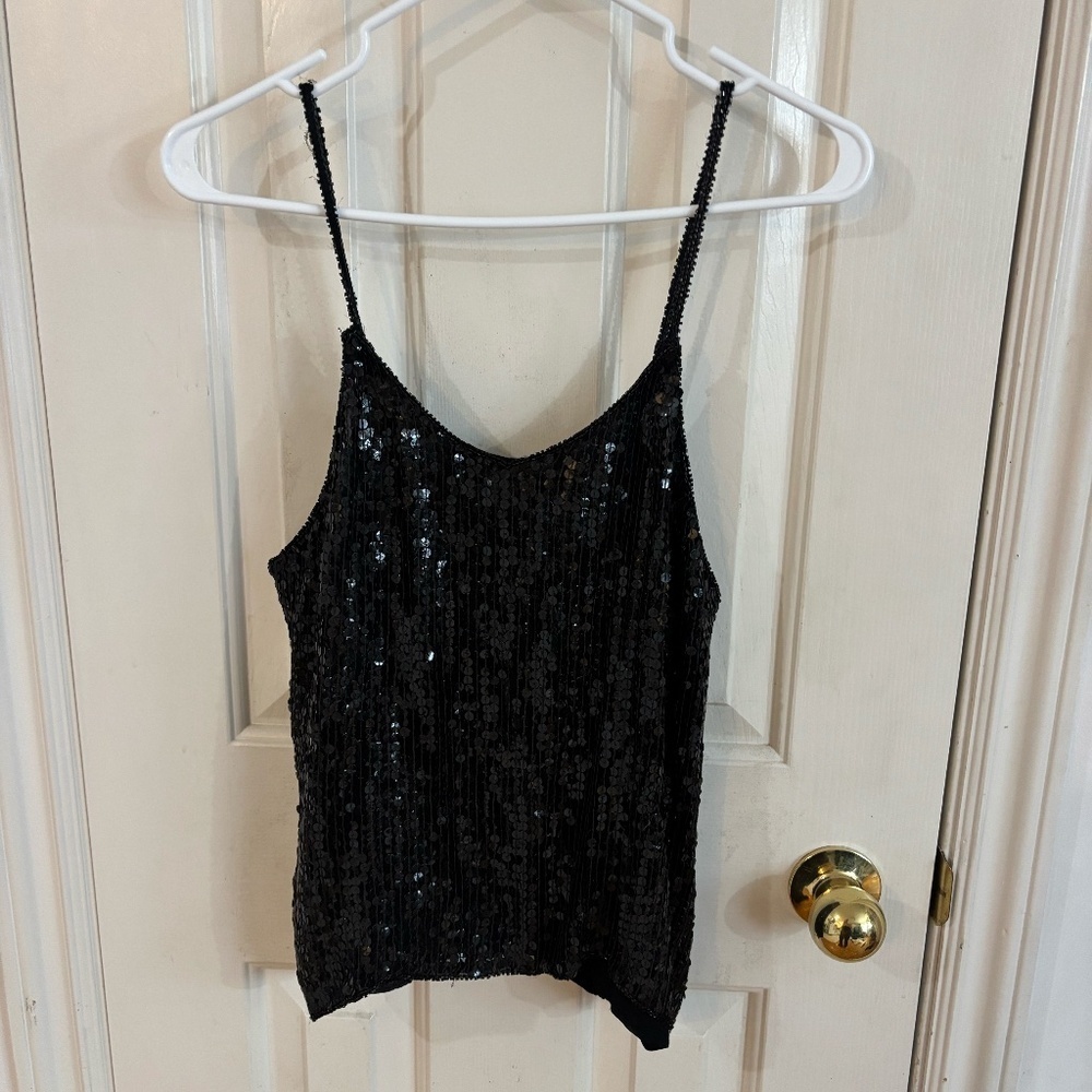 Vintage 80s/90s y2k sequins black tank top * accepting by offers